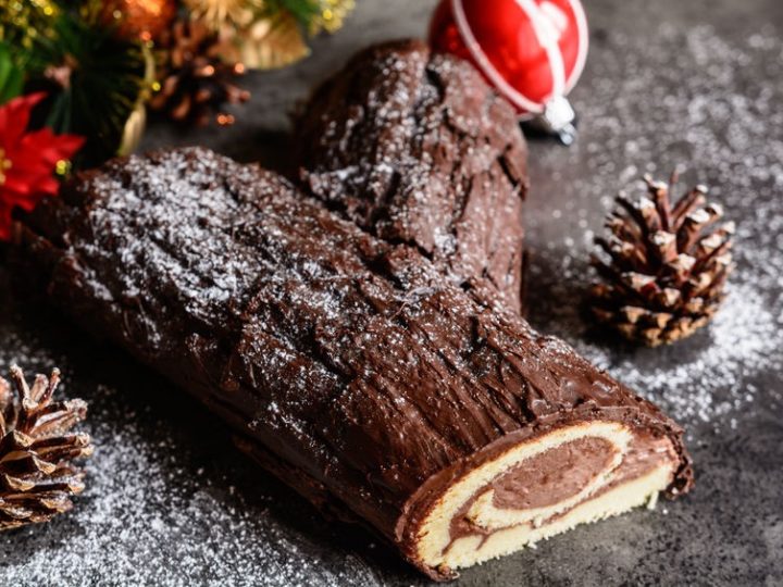 El tronco de Navidad y el brownie de chocolate