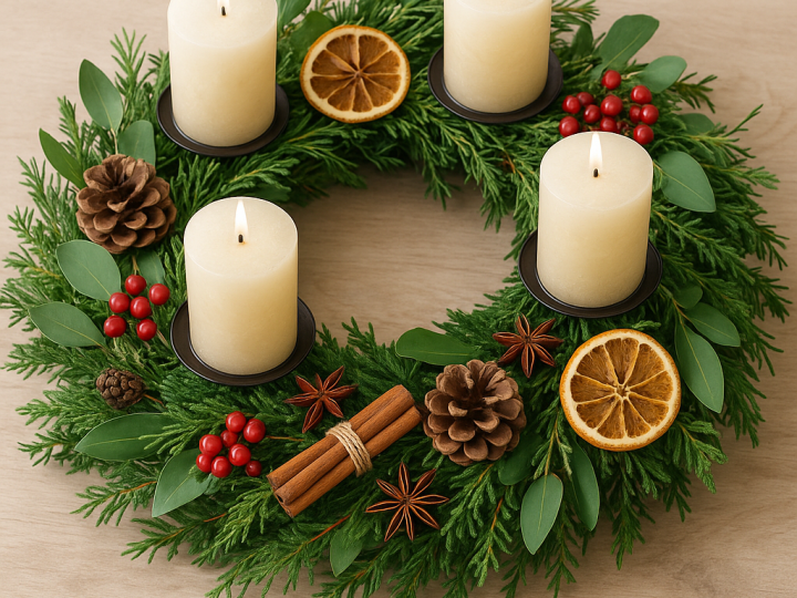 Cómo hacer una Corona de Adviento con elementos naturales