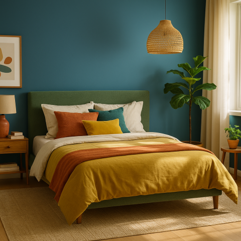 Diseñar un dormitorio lleno de color no se trata de acumular tonos, sino de dar protagonismo a la armonía.