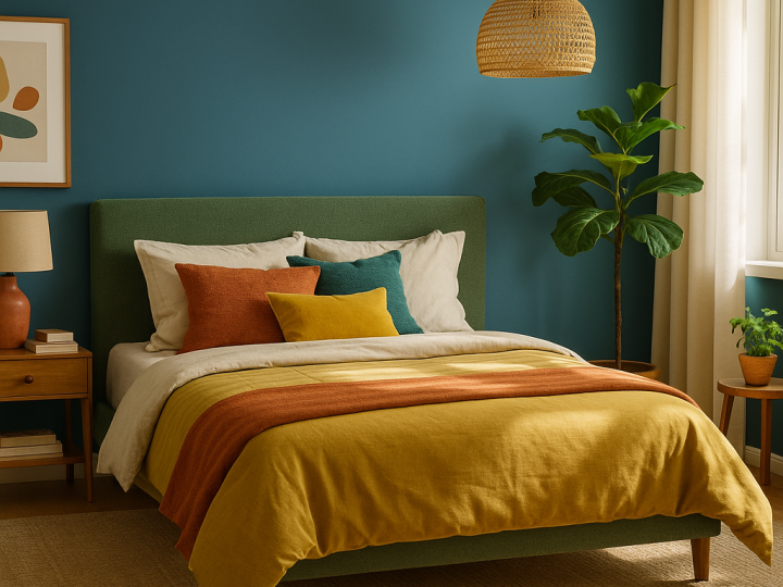 Cómo diseñar un dormitorio lleno de color, pero al mismo tiempo relajante