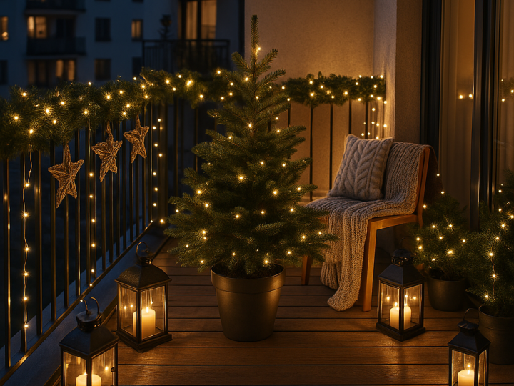 Ideas elegantes para decorar tu balcón en Navidad