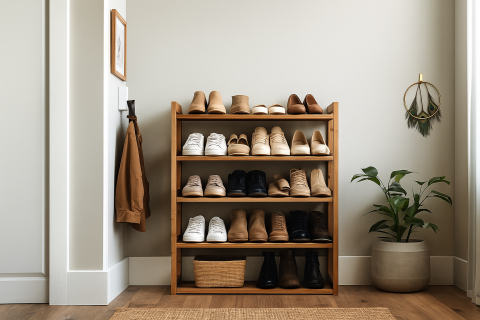 Mantener los zapatos organizados no solo mejora la funcionalidad del espacio, también aporta sensación de amplitud y limpieza.