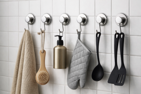 Ganchos de succión en azulejos